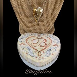 BRIGHTON Mixed Metal Gold Silver Asymmetric Sliding Heart Pendent Necklace w/Tin